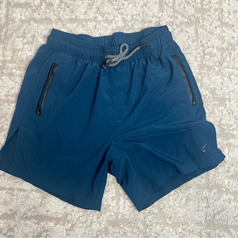 Flag Nor Fail Blue Athletic Shorts with Zipper Pockets